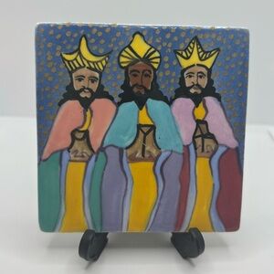 Three Wise Men Ceramic Painted Plaque Wall Mount Yucca Puerto Rico